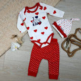 Rotes I Love Mum & Dad 3er-Set